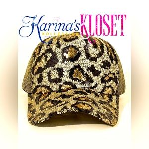 Dazzling BeDazzled Disco Leopard Baseball Trucker Cap Sequin, Bling